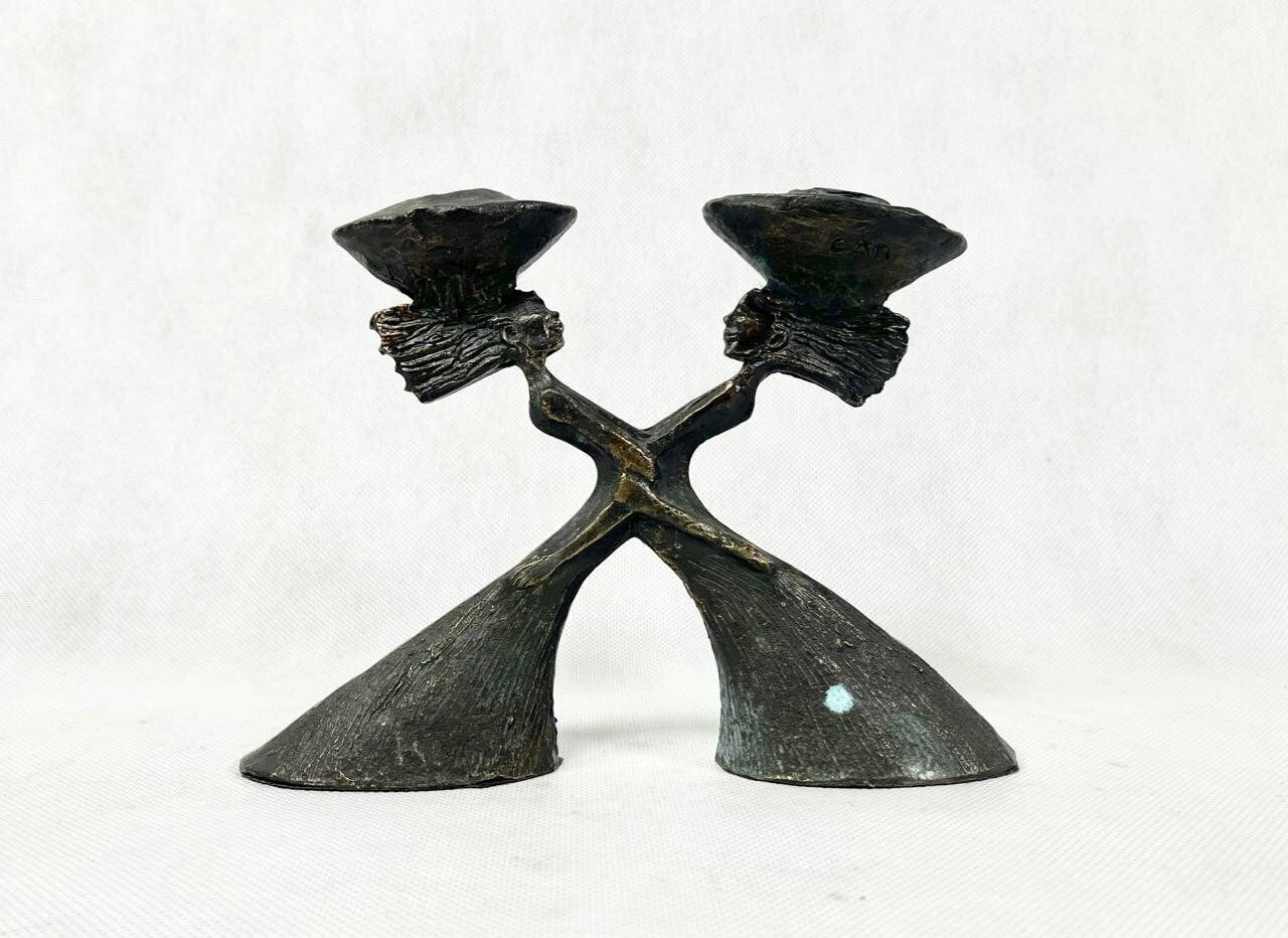 Dutch Bronze Plating Sculpture Candleholder By C. Ammerlan Van Niekerk, 2000s photo 250.0