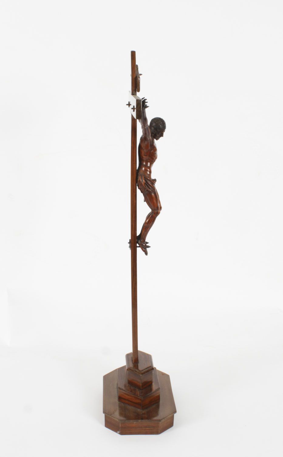 Antique 2ft French Box Wood Corpus Christi Olive Wood Cross & Base 17th C photo buy