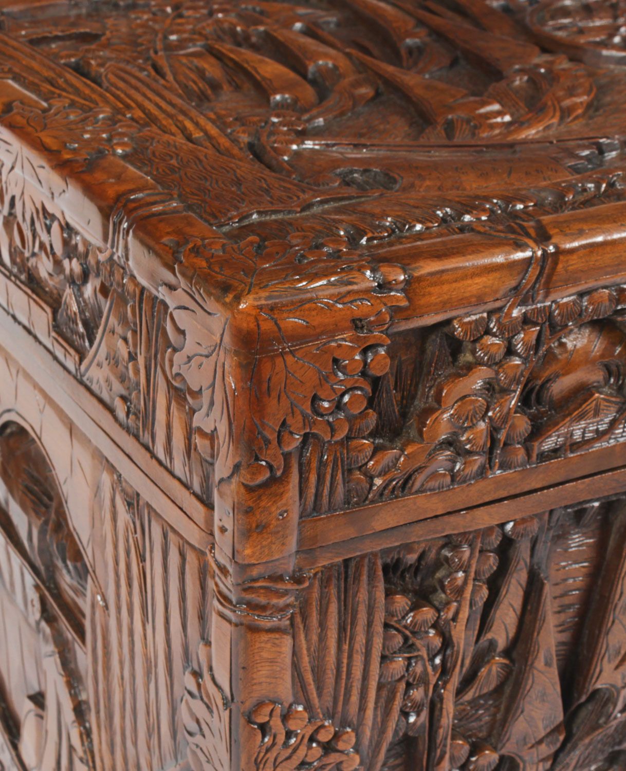 1350.0 Antique Chinese Carved Camphor Wood Trunk Coffer 20th Century photo