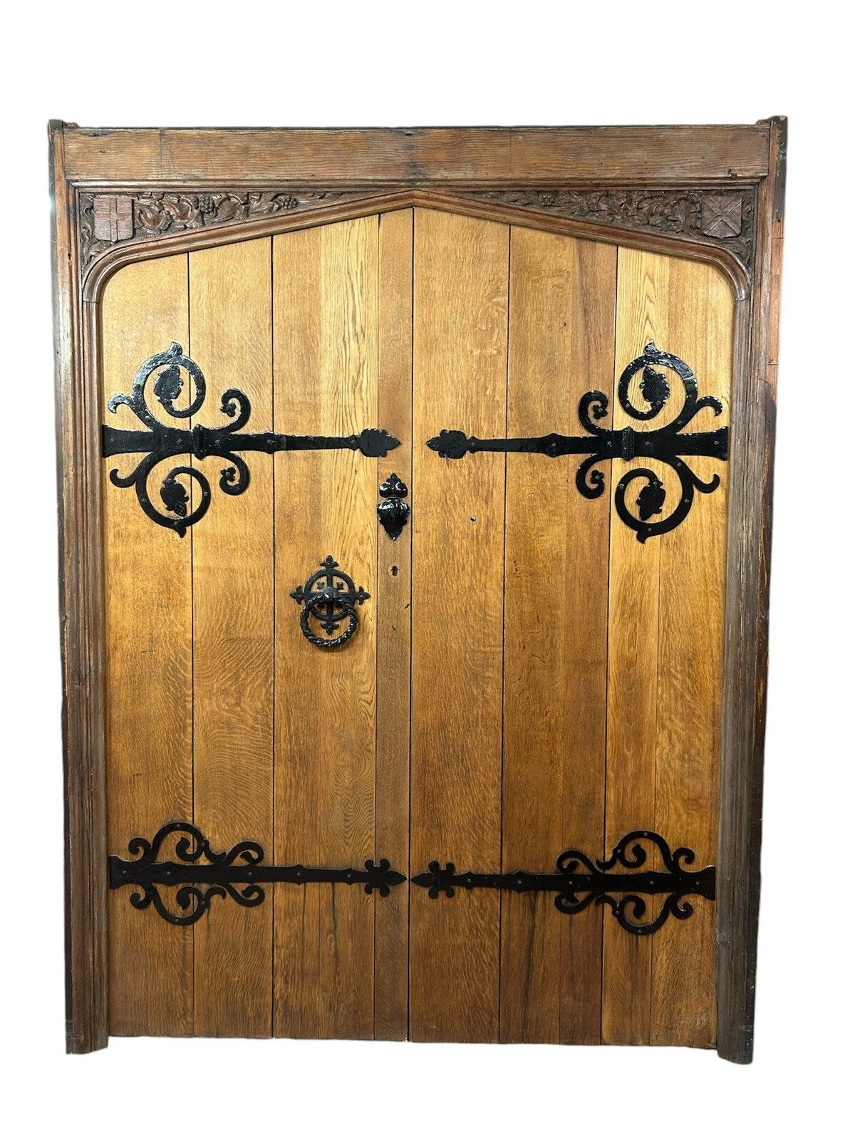 Large Oak Front Doors Frame Reclaimed Period Double Period Manor Carved Iron