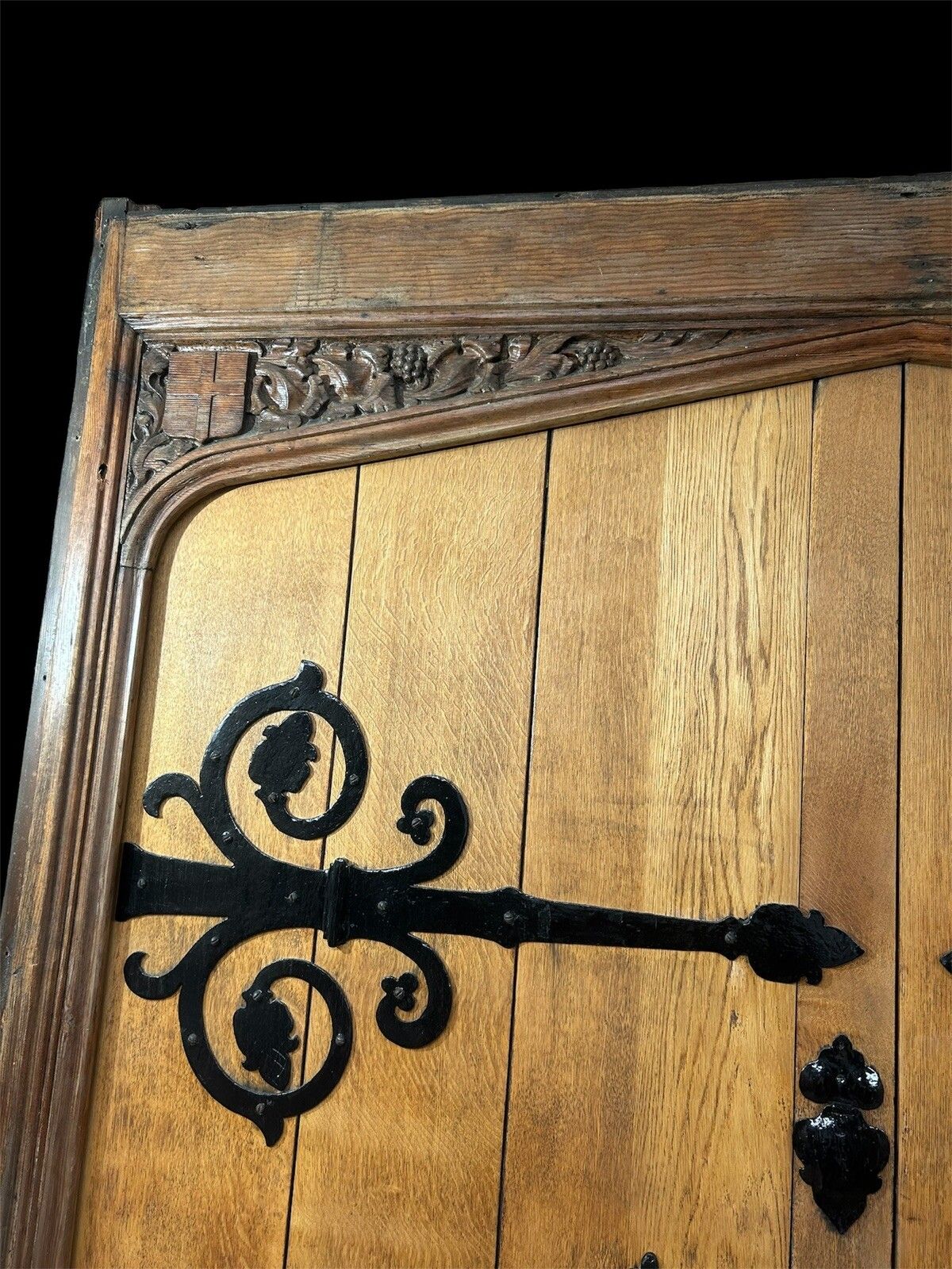 Large Oak Front Doors Frame Reclaimed Period Double Period Manor Carved Iron photo vintage