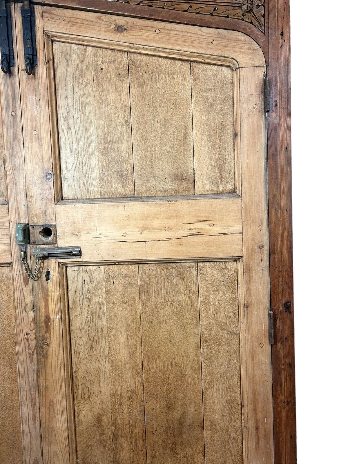 photo vintage Large Oak Front Doors Frame Reclaimed Period Double Period Manor Carved Iron
