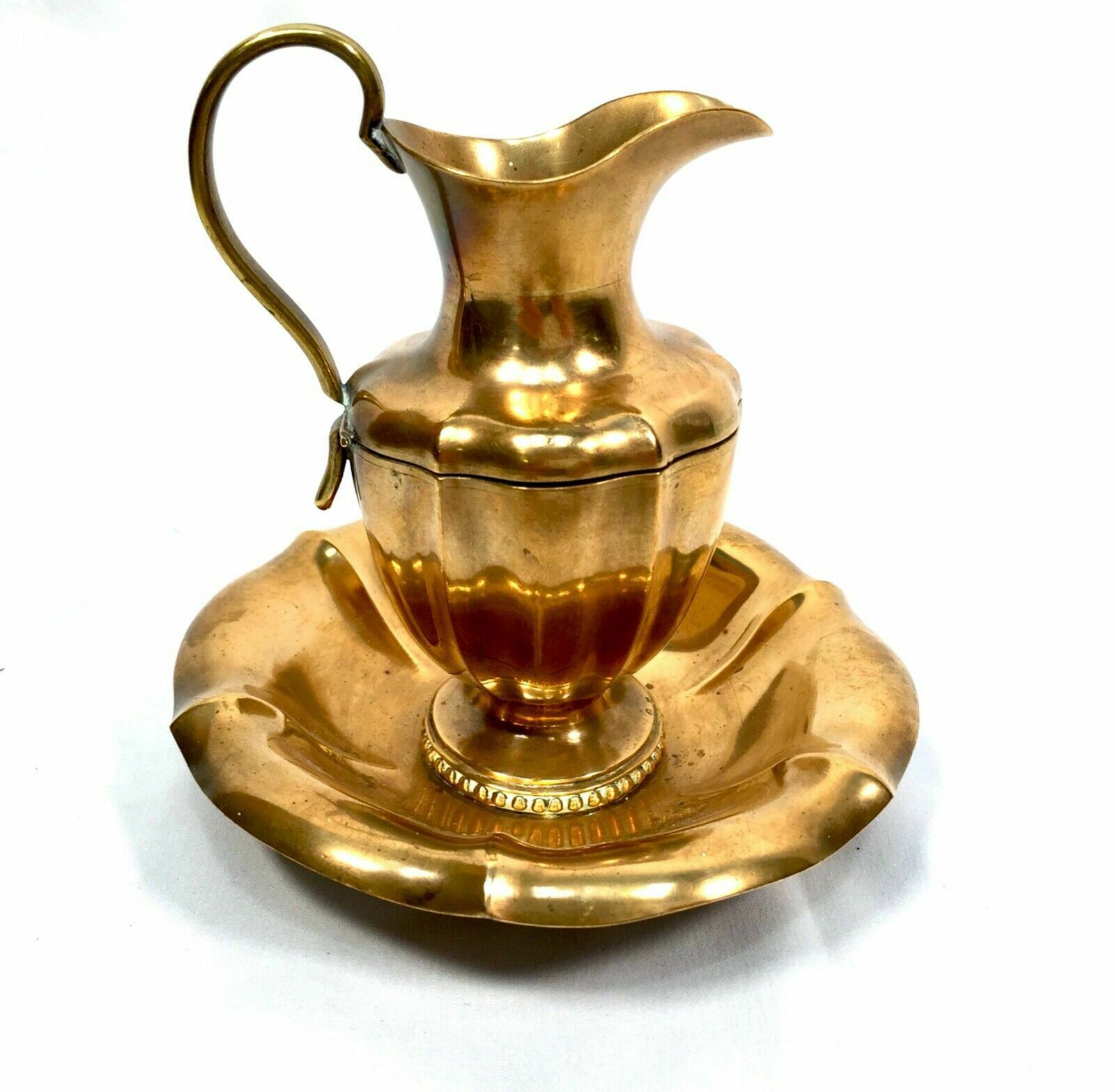 Antique Metal Brass Secret Hidden Inkwell In Chamber Stick Form / C.1900