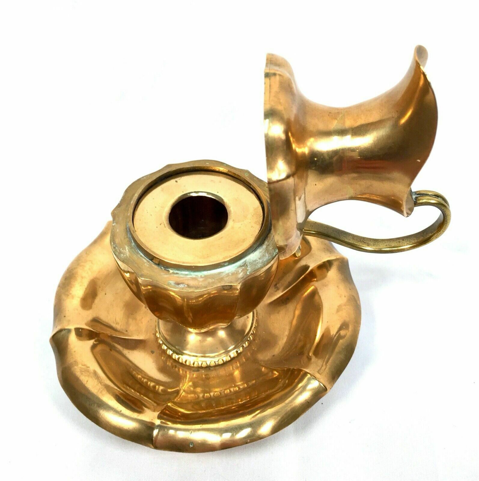 Antique Metal Brass Secret Hidden Inkwell In Chamber Stick Form / C.1900 photo buy