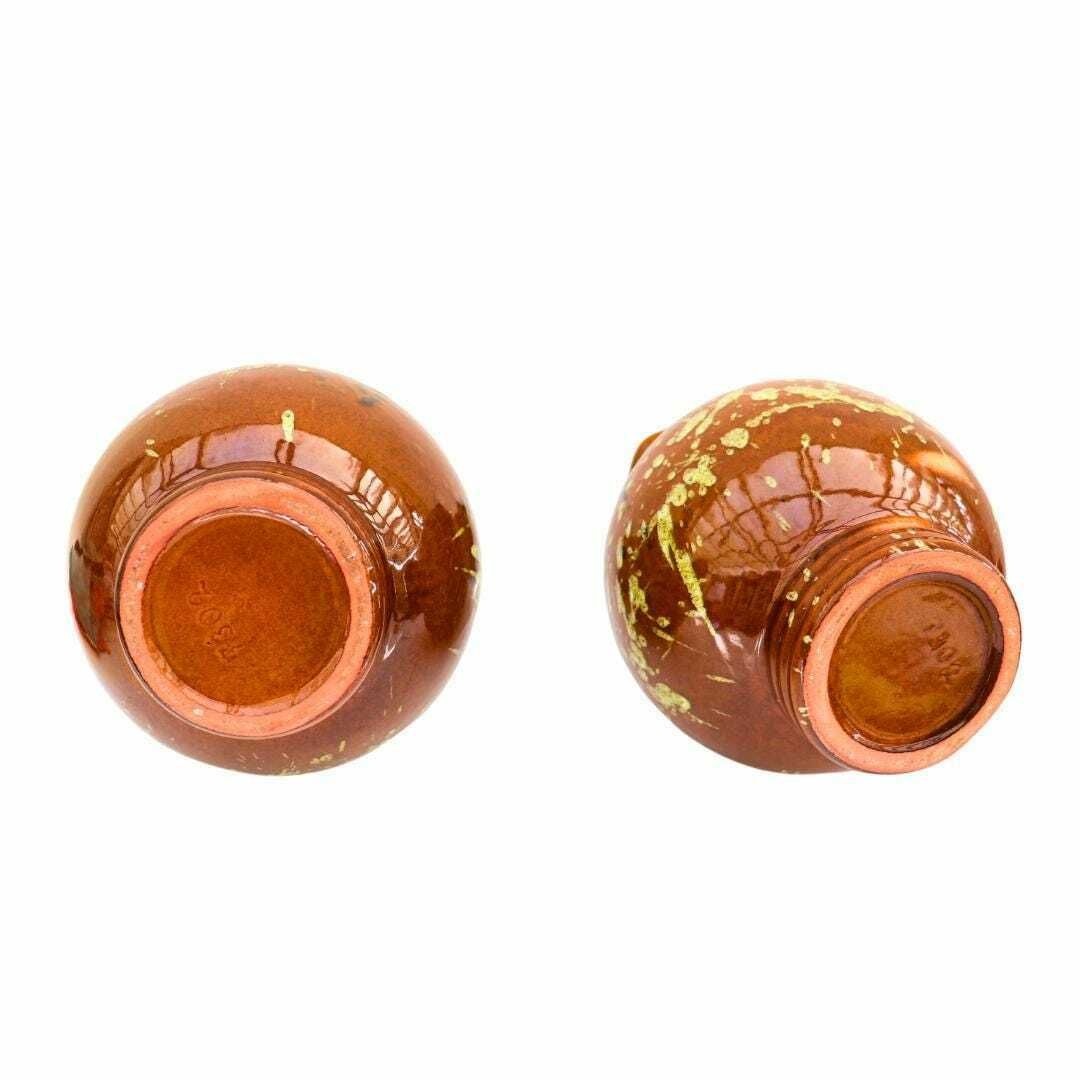 Pair Of Mid Century Marei Keramik Vase Jug 7302 Brown And Deep Blue, Pair Of West German Vases Earthy Tones photo Home Decor
