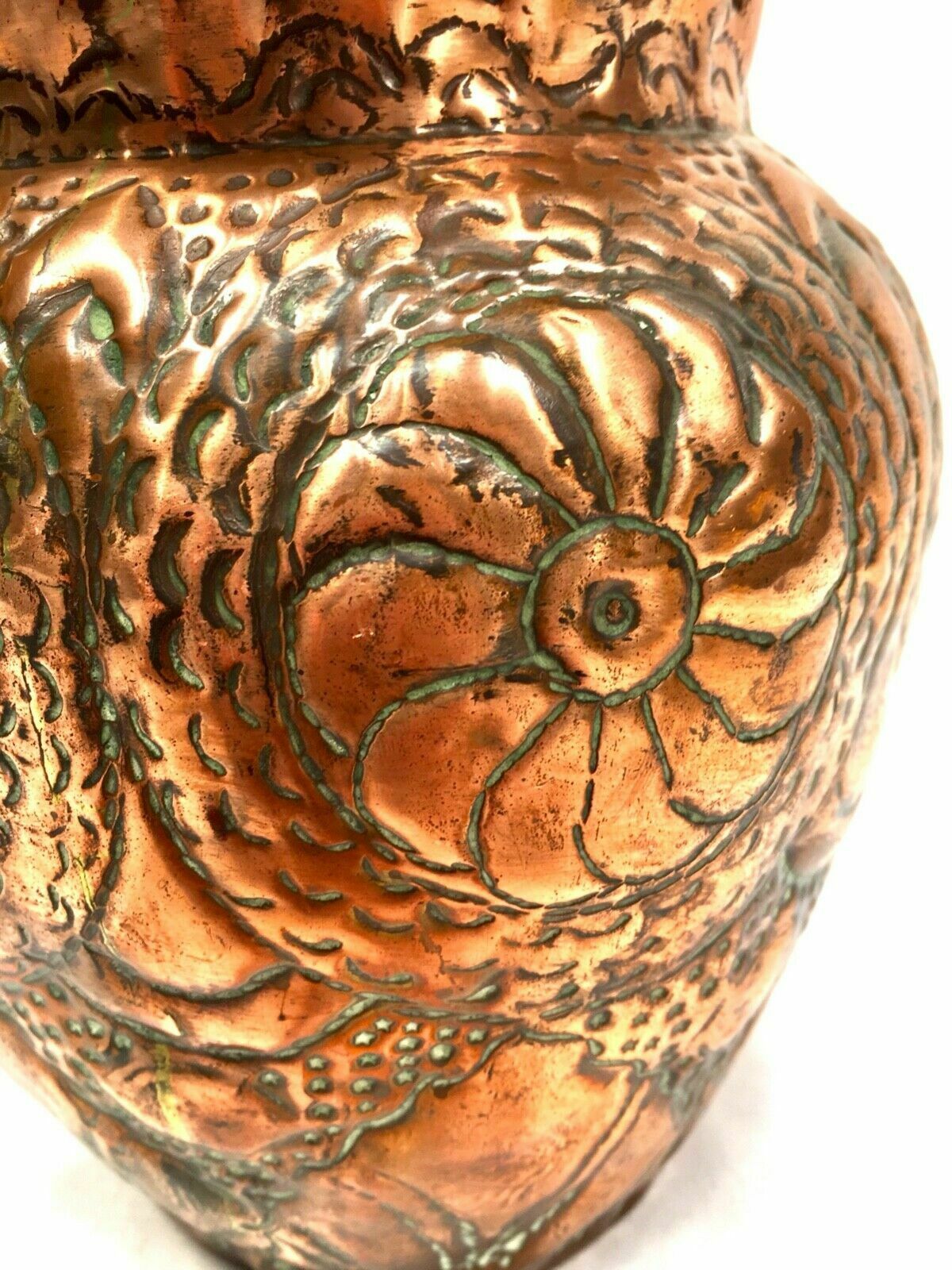 Antique Arts & Crafts Movement Copper Display Vase / Flowers C.1900 photo vinterior