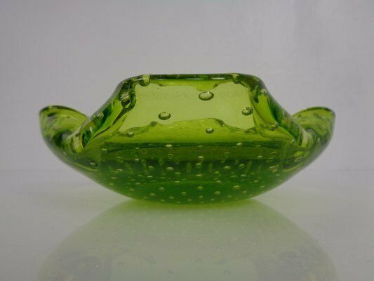 Home Decor Green Sommerso Murano Glass Ashtray, Italy, 1960s photo