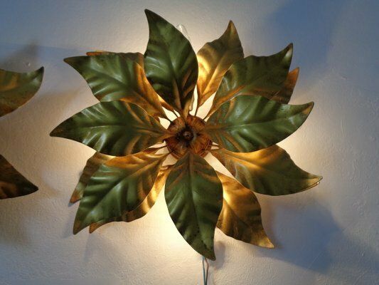 photo for sale Golden Flower Shape Flushmounts By Hans Kögl, 1970s, Set Of 2