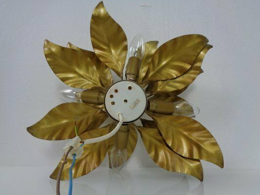 photo vinterior Golden Flower Shape Flushmounts By Hans Kögl, 1970s, Set Of 2
