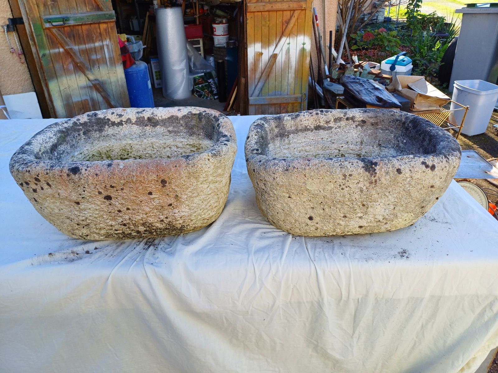 Pair Of 19th Century Stone Planters photo for sale