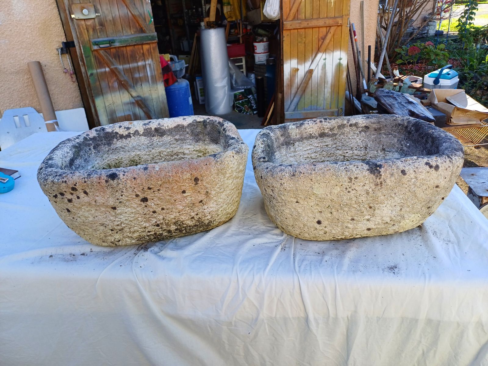 Pair Of 19th Century Stone Planters