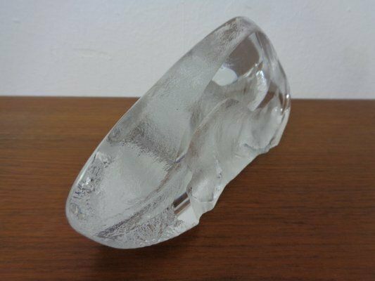 photo furniture Large Crystal Glass Cat Sculpture By Mats Jonasson For Maler As, Sweden, 1980s