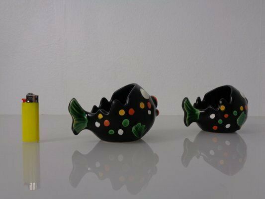 Ceramic Fish Ashtrays From Zell Schmider, 1960s, Set Of 2 photo vintage