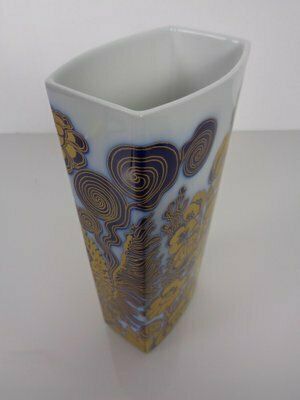 Pop Art Hutschenreuther Cobalt Porcelain Vase By Hermann Schwahn, Germany, 1960s photo buy