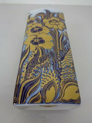 photo for sale Pop Art Hutschenreuther Cobalt Porcelain Vase By Hermann Schwahn, Germany, 1960s