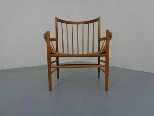 Early J82 Oak & Papercord Armchair By Jørgen Bækmark For Fdb Møbler, Denmark, 1960s photo furniture