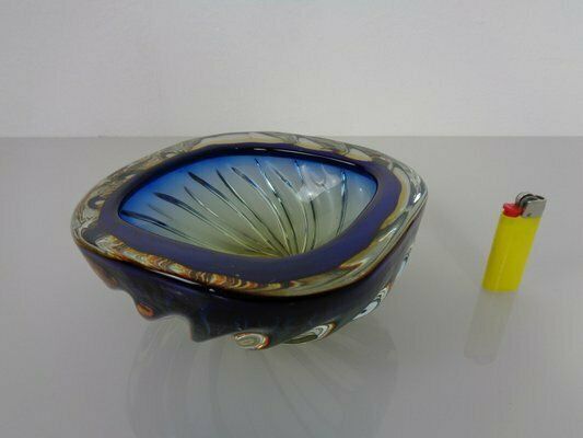 Blue Brown Sommerso Murano Glass Bowl Or Ashtray By Flavio Poli, Italy, 1960s photo for sale