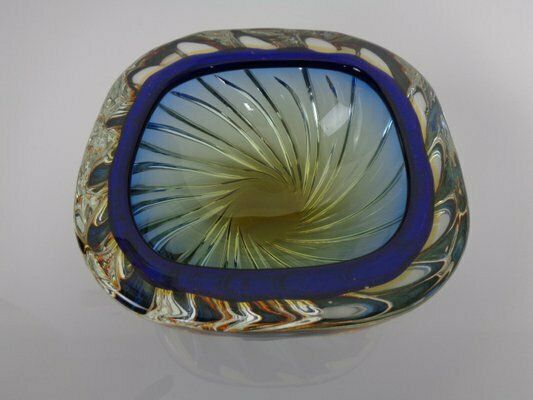 Blue Brown Sommerso Murano Glass Bowl Or Ashtray By Flavio Poli, Italy, 1960s photo vinterior