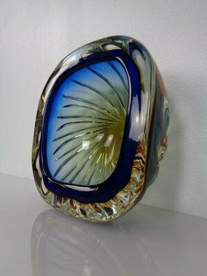 photo buy Blue Brown Sommerso Murano Glass Bowl Or Ashtray By Flavio Poli, Italy, 1960s