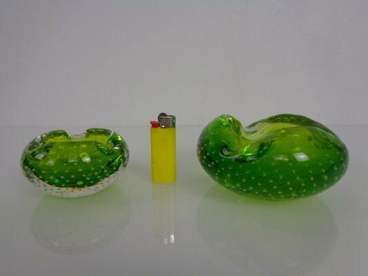 Green Sommerso Murano Glass Ashtrays, Italy, 1960s, Set Of 2 photo buy