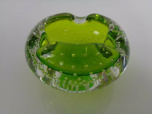 photo vinterior Green Sommerso Murano Glass Ashtrays, Italy, 1960s, Set Of 2