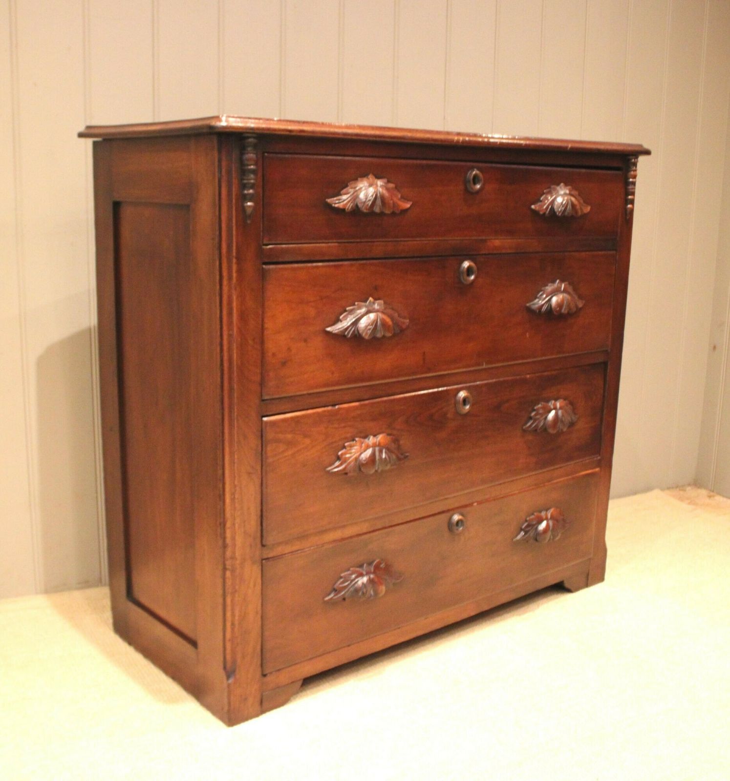 Late 19th Century Walnut Chest Of Drawers photo vintage