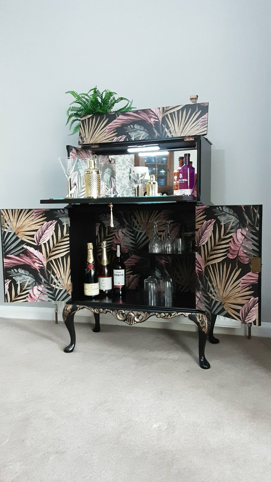 Queen Anne Walnut Cocktail Cabinet. photo furniture