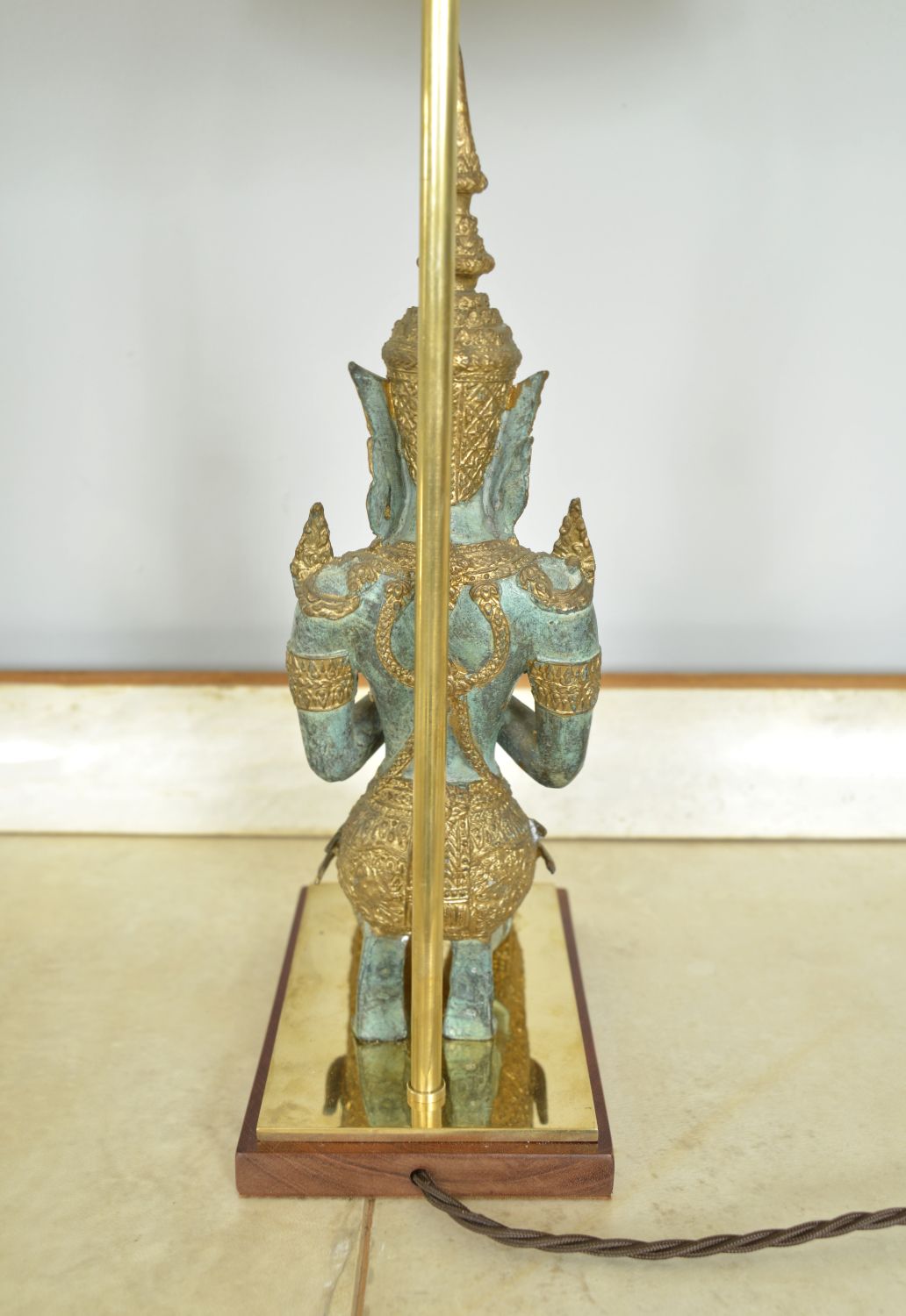 photo for sale Pair 1960s Bronze Brass Gilt Thai Teppanom Buddha Table Lamps James Mont Style Belgium