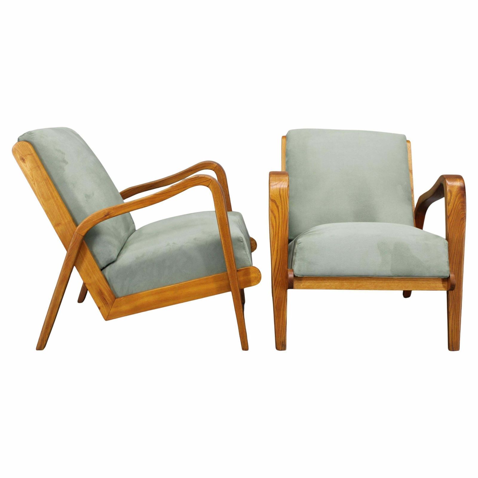 Kozelka En Kropacek – Paar Eiken Fauteuils, Zeldzaam Model, Ca. Jaren 1960, Nagezien En Opgeknapt photo furniture