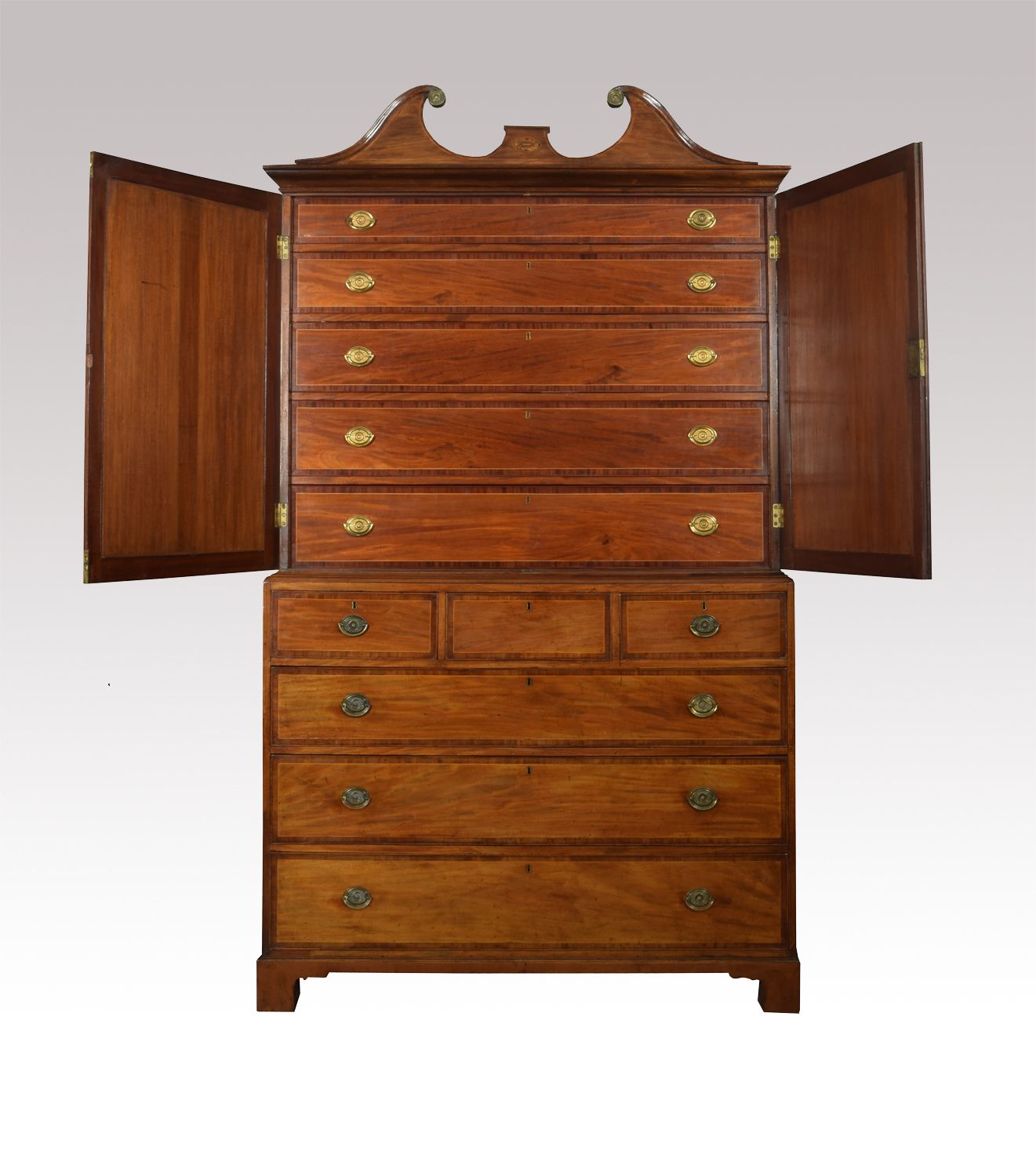 Fine 18th Century George III Period Mahogany Gentleman’s Cabinet On Chest photo for sale
