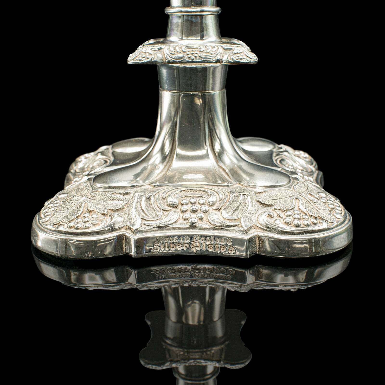 photo furniture Pair Of Antique Decorative Candlesticks, English, Silver Plate, Candle Sconce