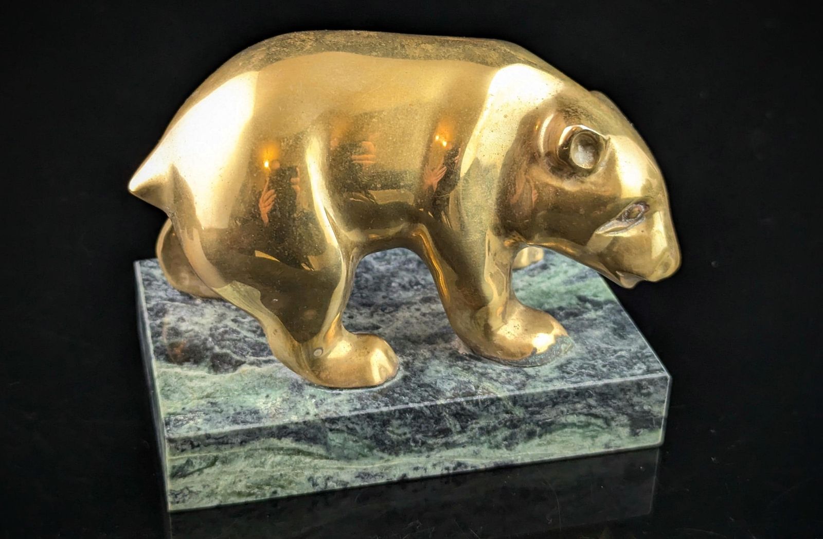 photo furniture Vintage Art Deco Brass Baby Polar Bear, Desk Figure