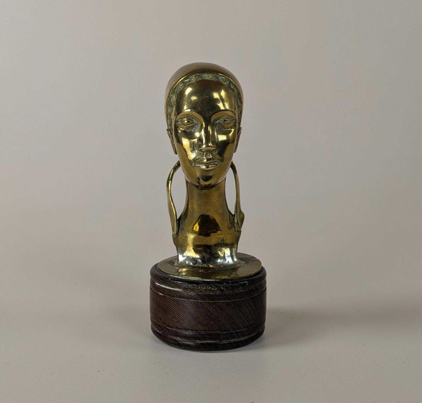 Vintage French Bronze Female Bust Sculpture In The Manner Of Aslan, Gilt Bronze Art Statuette photo for sale