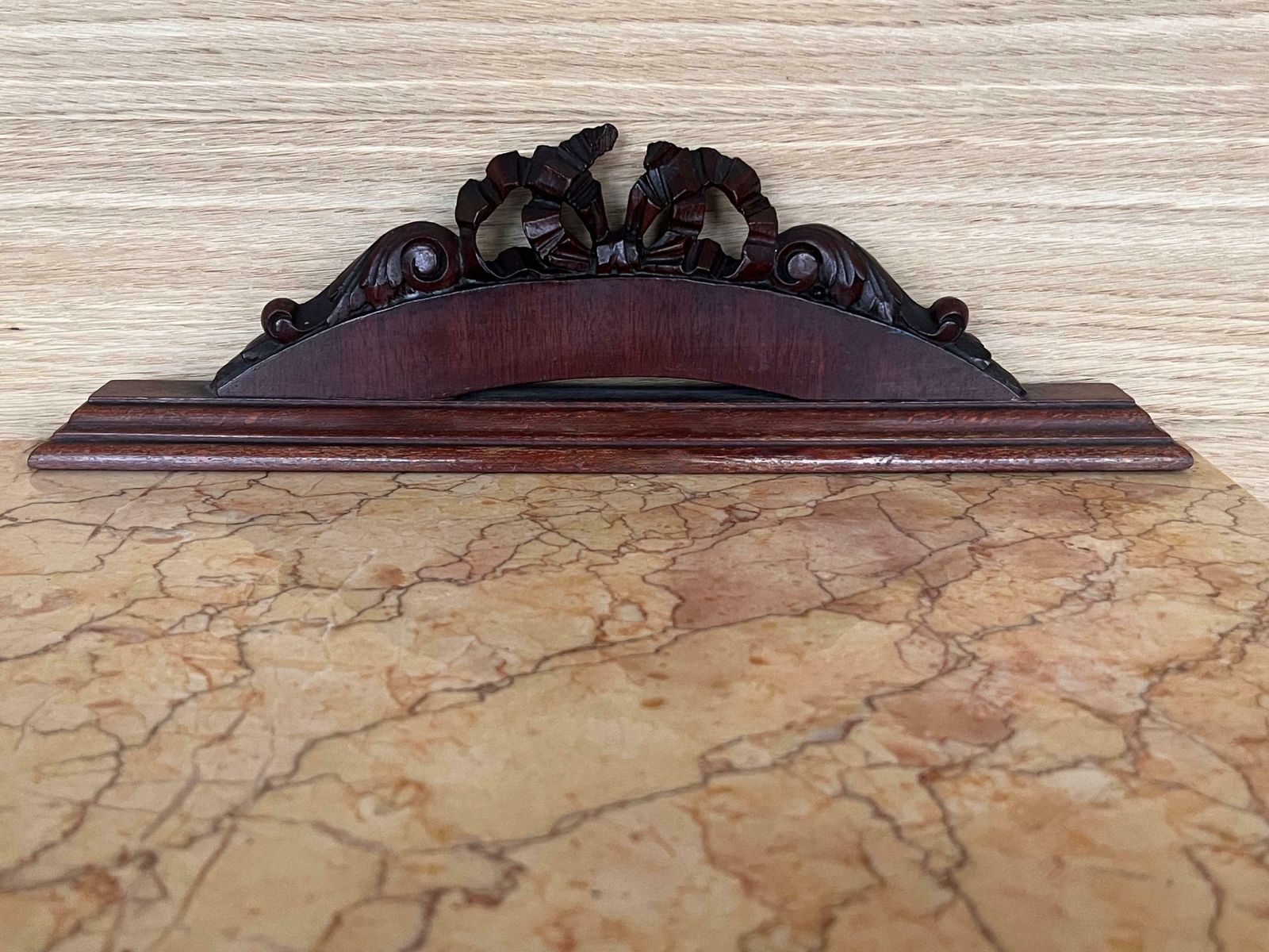 20th Century Pair Of Louis XVI Style Marble Top, Bronze And Walnut Nightstands photo vintage