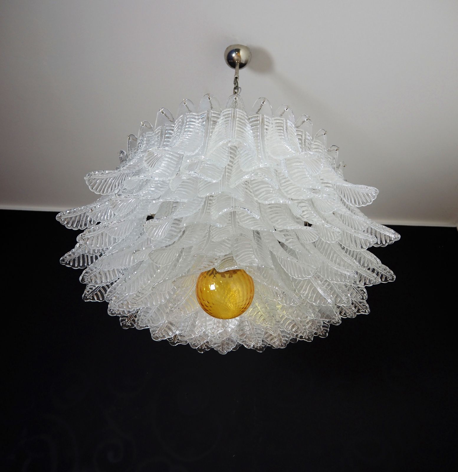 Large Murano Glass Chandelier  100 Clear Felci Glasses