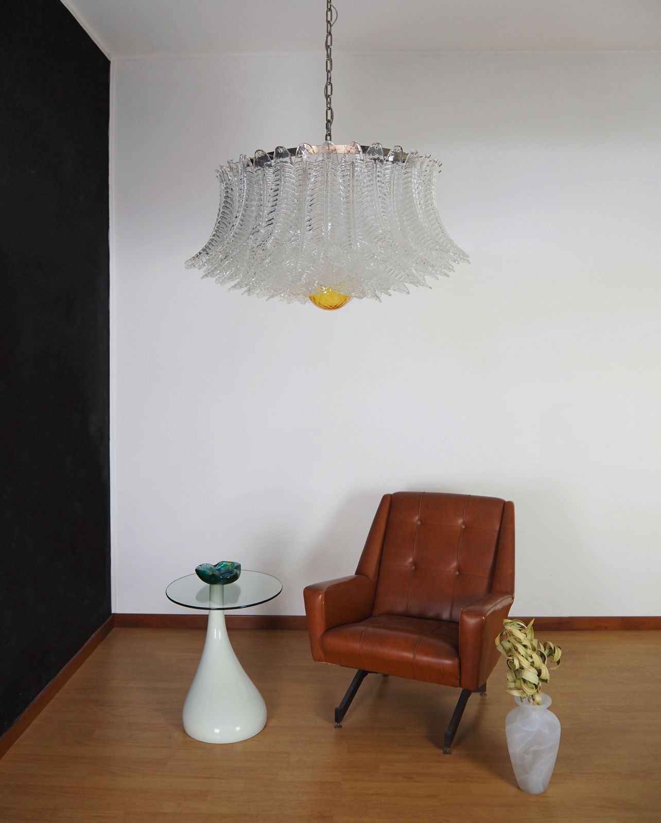photo vintage Large Murano Glass Chandelier  100 Clear Felci Glasses