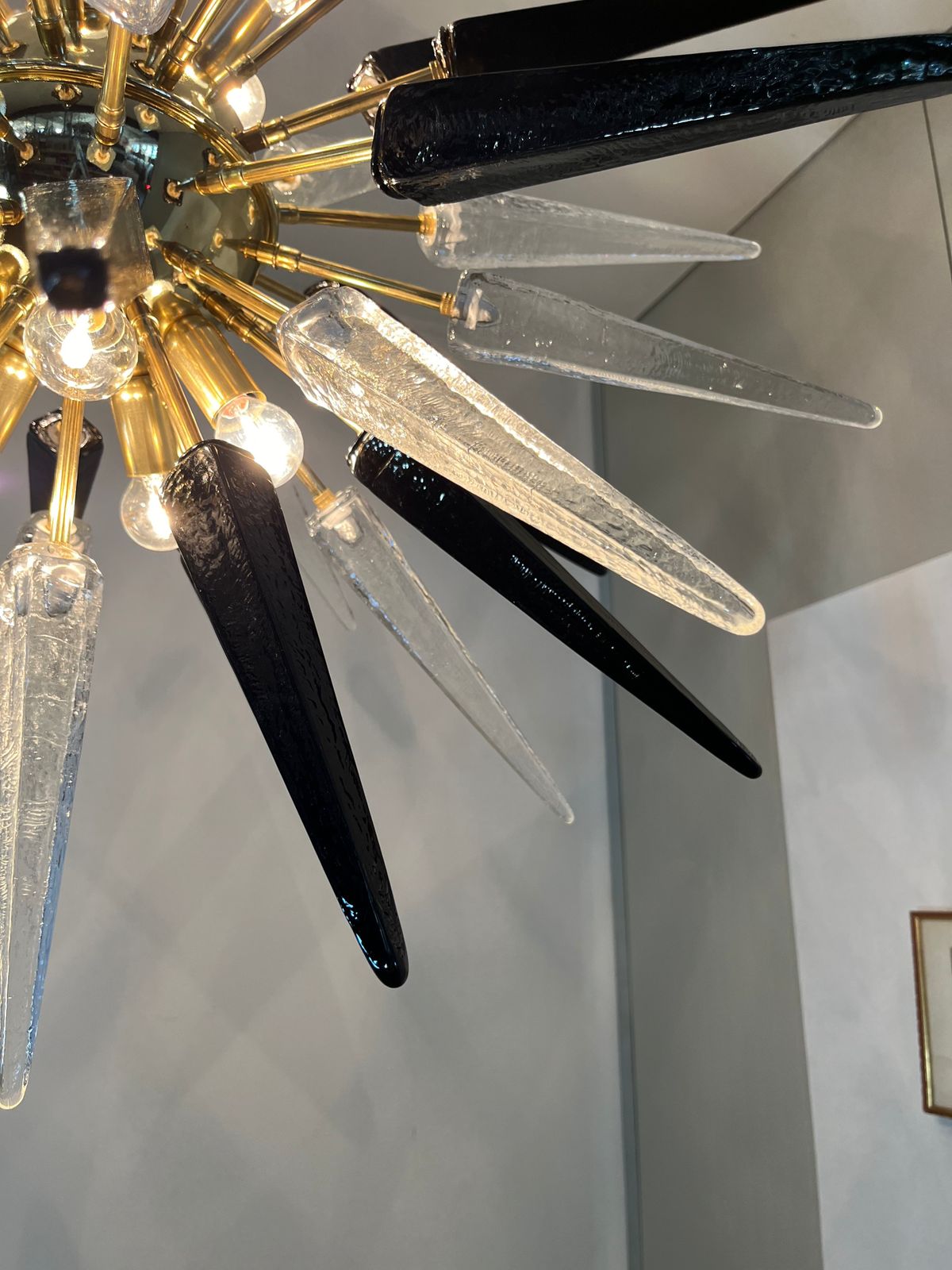 Lighting Exceptional Murano Trasparent And Black Glass Sputnik Chandelier   51 Glasses photo