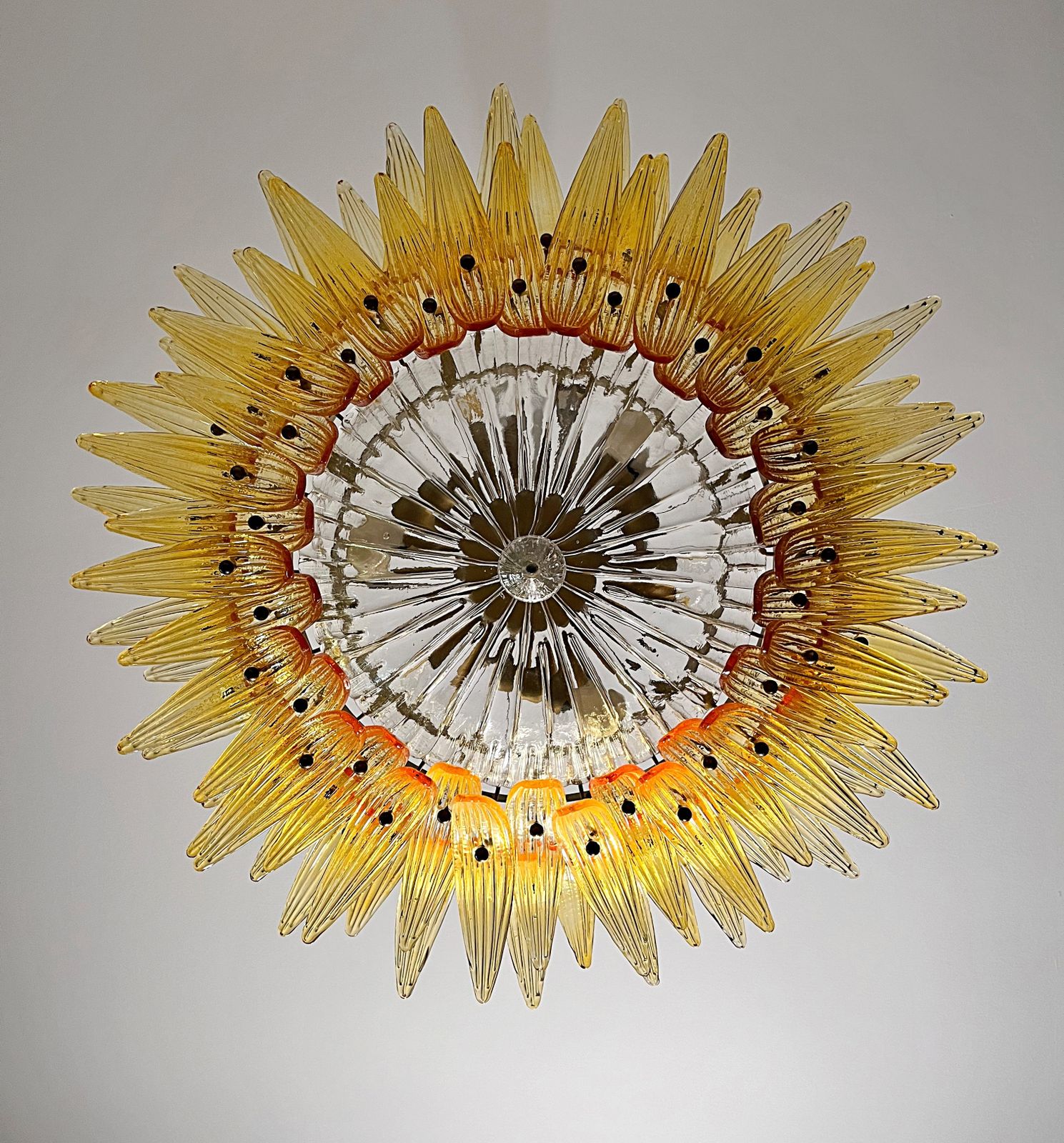 2015.0 Murano Chandelier Original Palmette, Two Levels, 82 Amber Glasses photo
