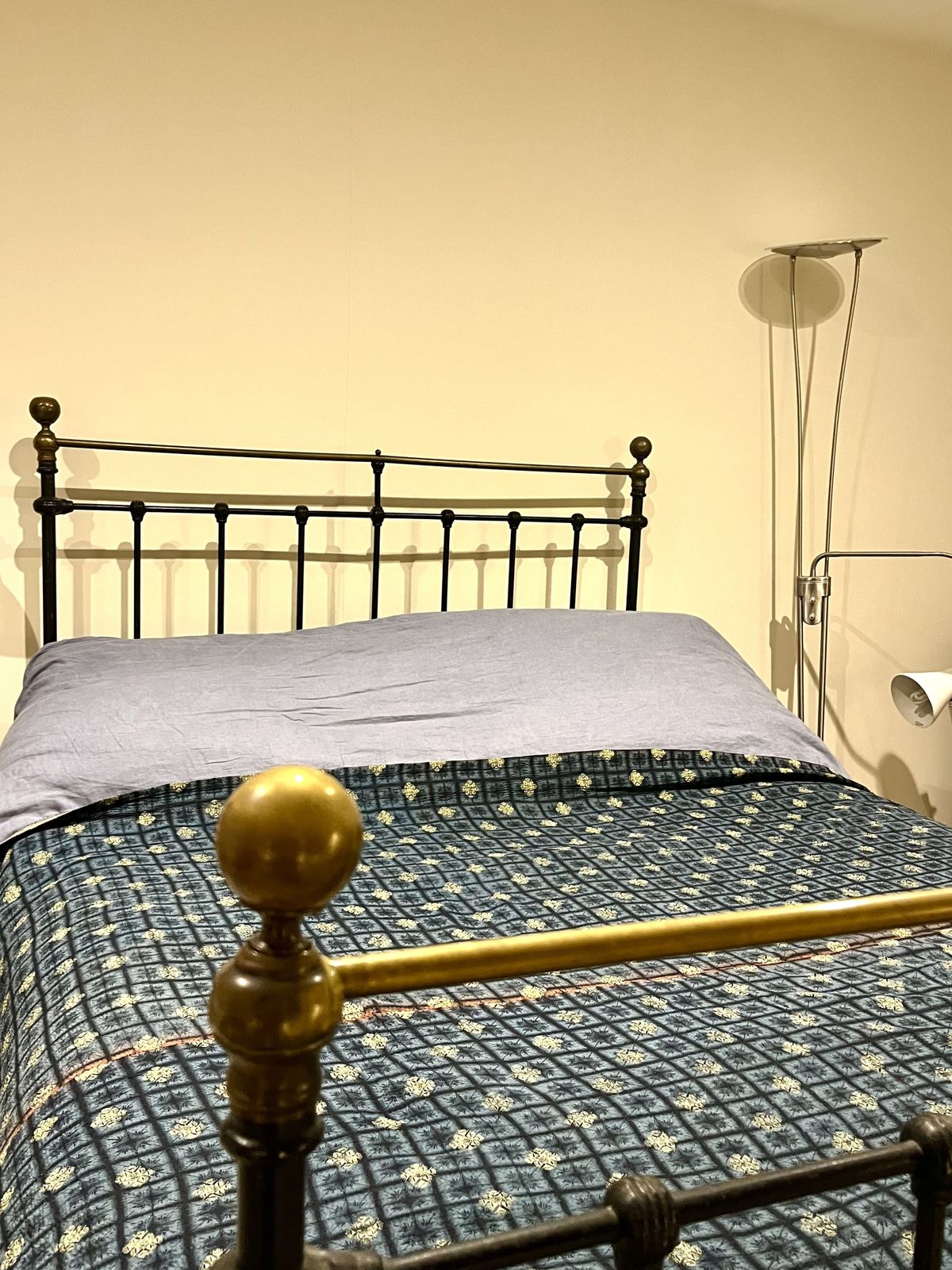 Victorian Brass And Iron Bed With New Wooden Slatted Based And Iron Support Strut photo furniture