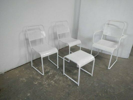 Iron Chairs And Coffee Table, 1960s, Set Of 4