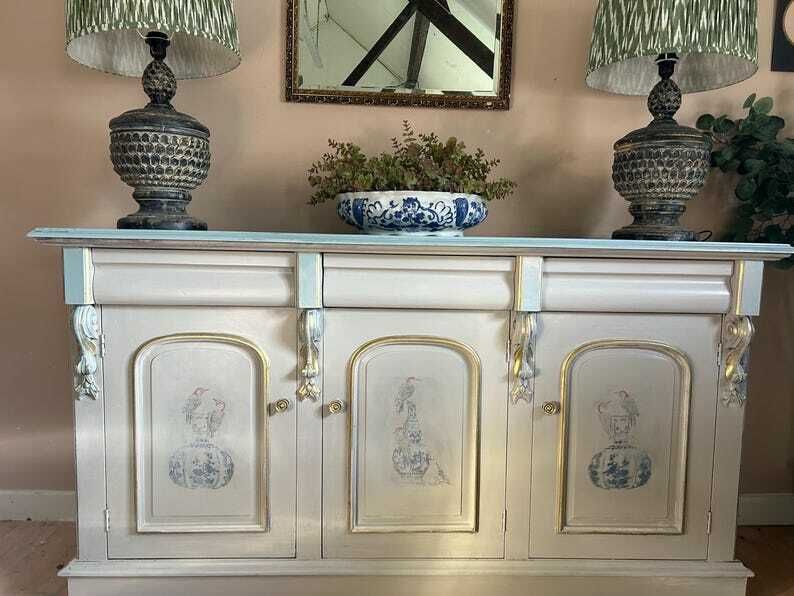 photo furniture Antique Hand Painted Sideboard / Shabbychic Sideboard/ Painted Upcycled Sideboard