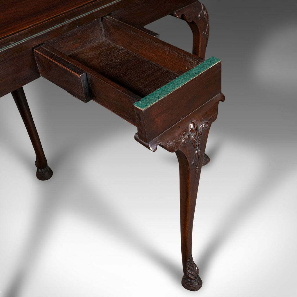 Furniture Antique Georgian Revival Card Table, English, Folding, Games, Victorian, C.1890 photo