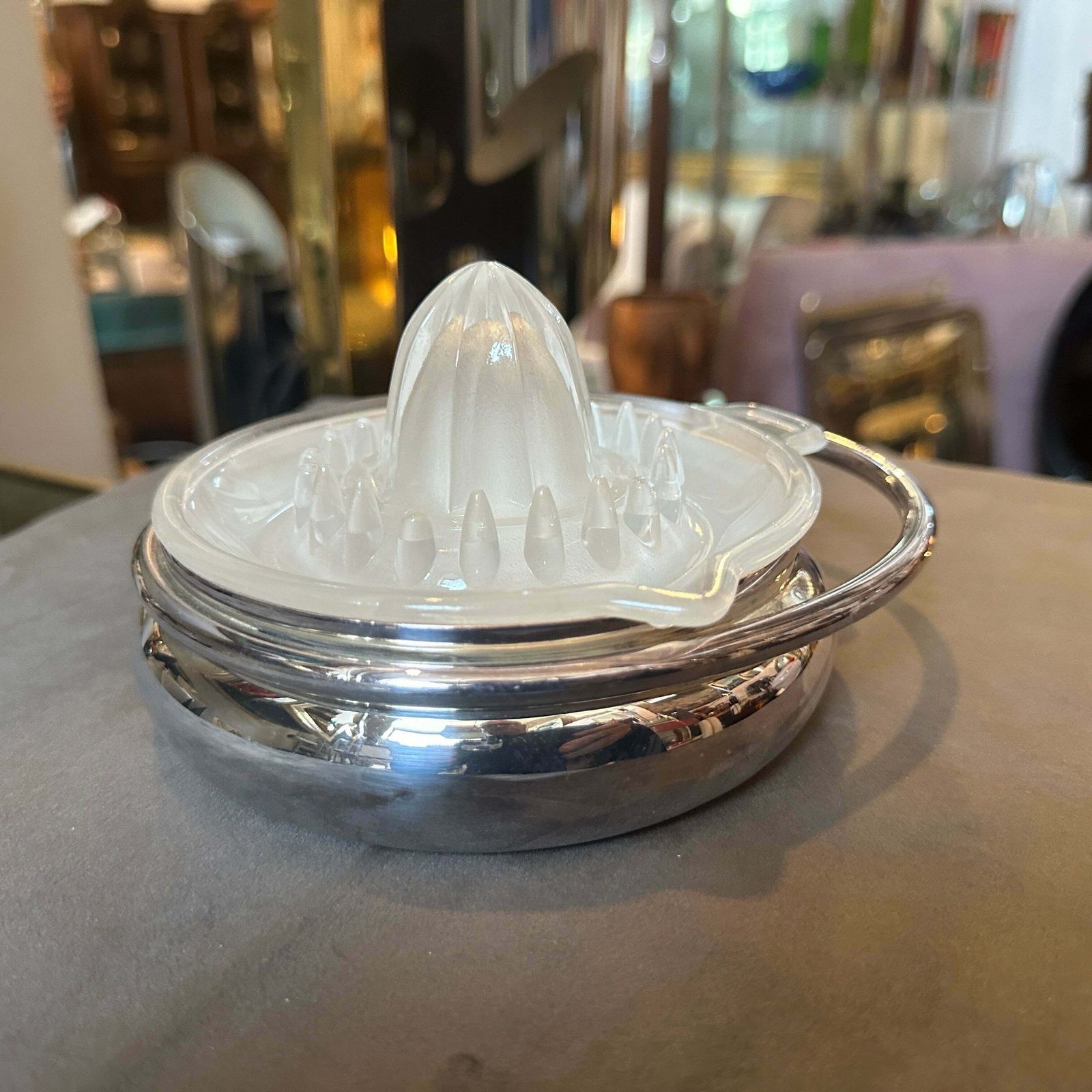 1980s Lino Sabattini Modernist Silver Plated And Glass Citrus Squeezer photo furniture