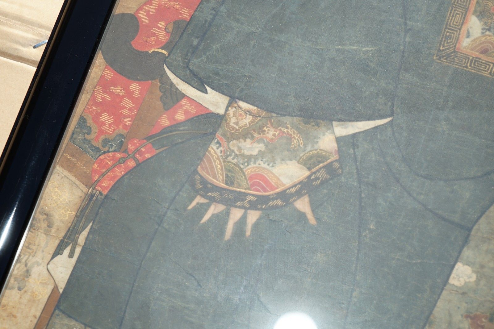 photo furniture Fine & Collectable Antique Cir 1860 Chinese Ancestral Portrait In Museum Frame