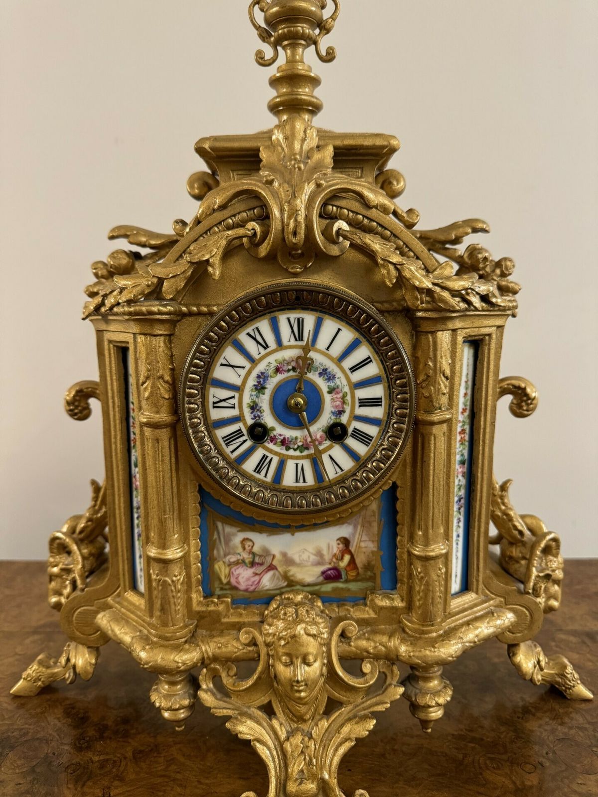 Elegant Quality 19th Century French Gilt Metal And Porcelain Clock photo 1295.0