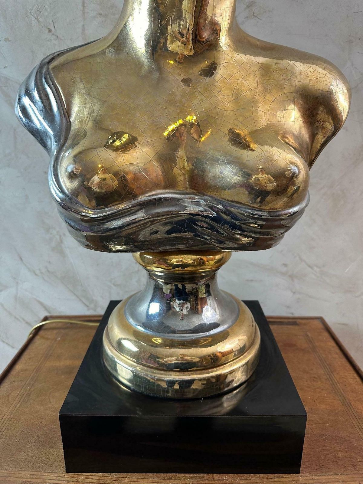 Mid Century Italian Ceramic African Women Table Lamp, 1960s photo buy