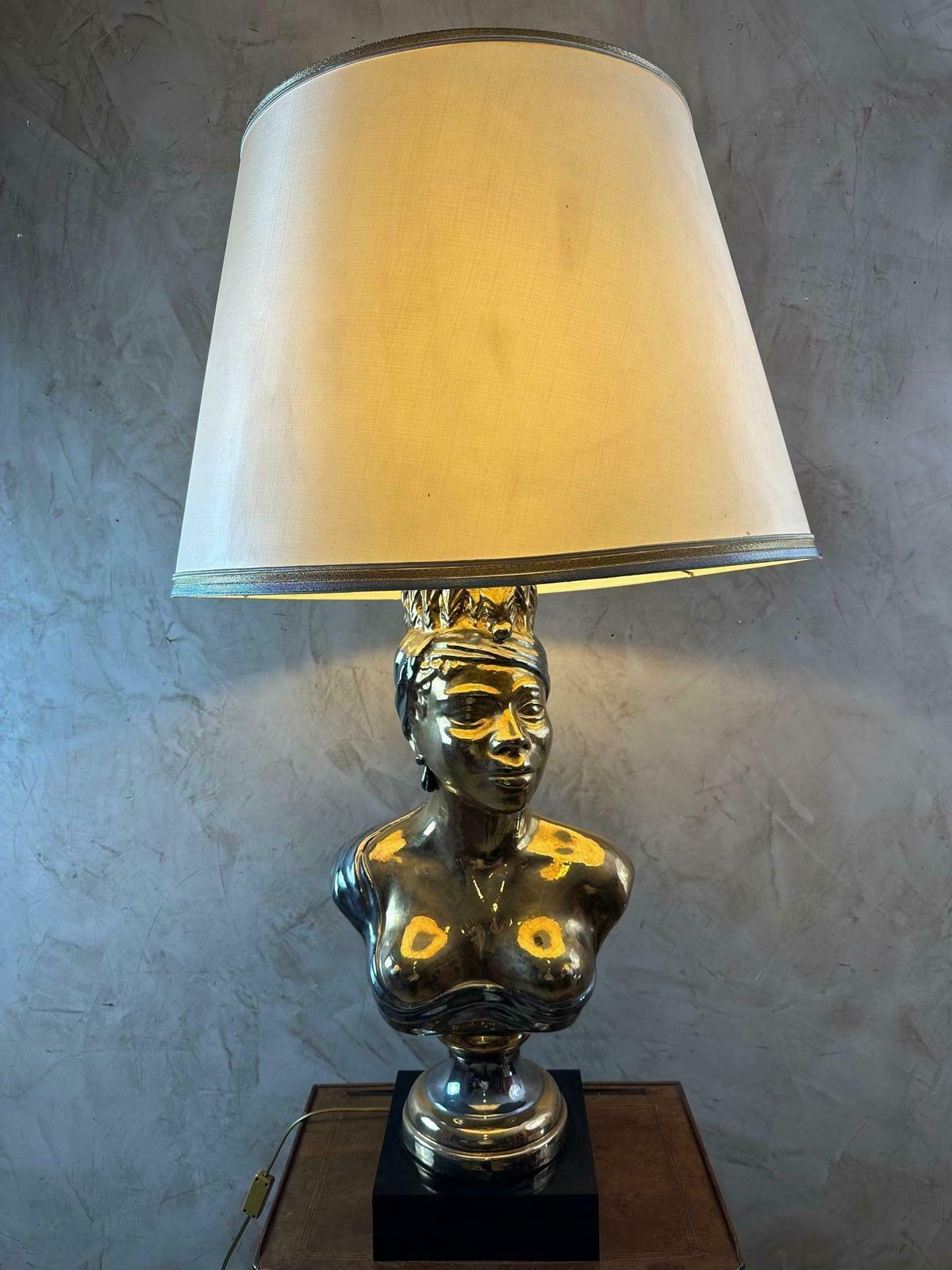 1950.0 Mid Century Italian Ceramic African Women Table Lamp, 1960s photo