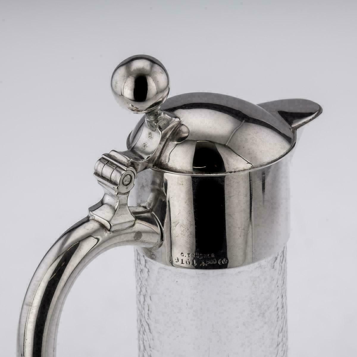 photo furniture 20th Century German Solid Silver & Etched Glass Claret Jug, C.1900