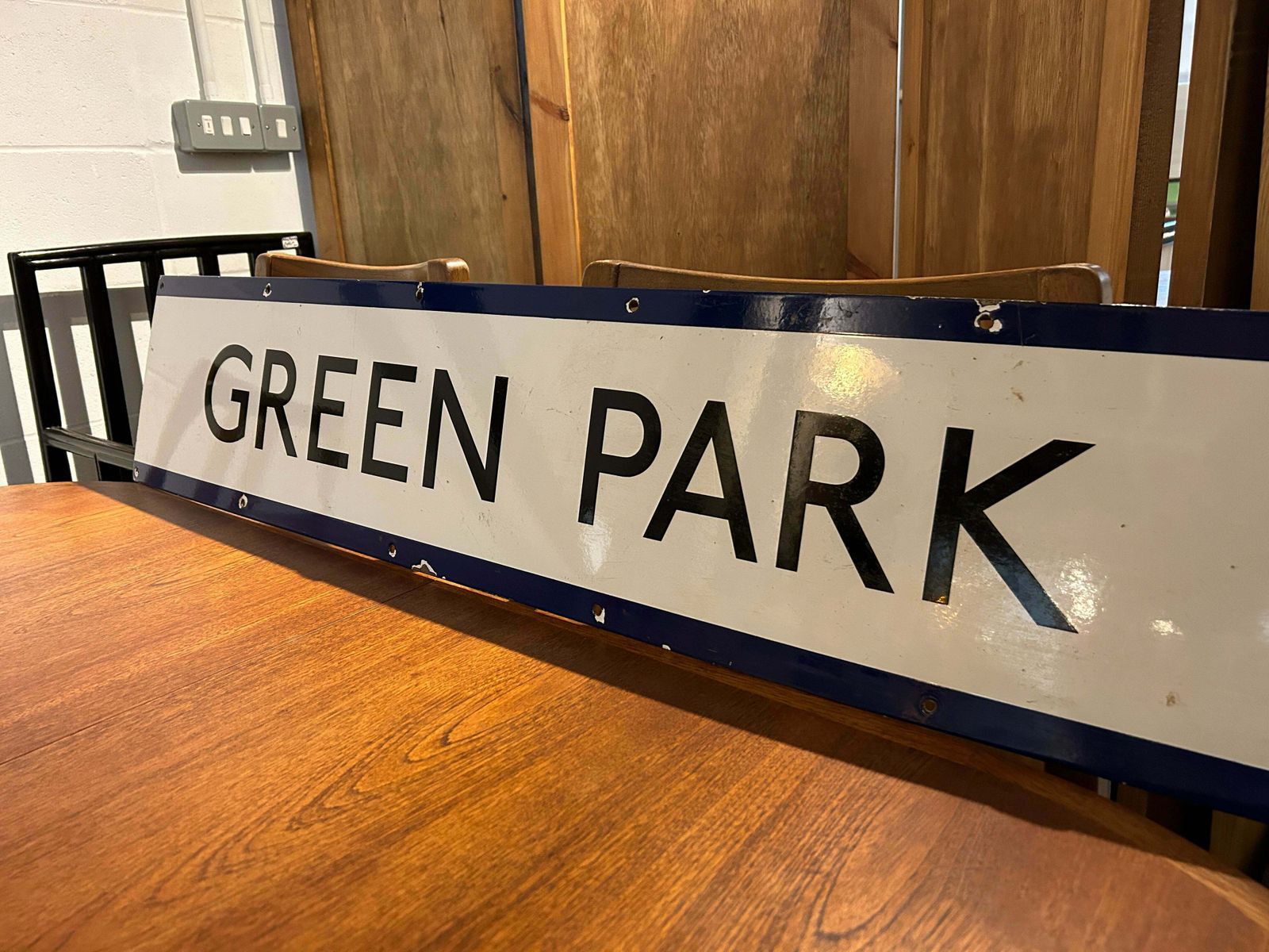 1950s Vintage Enamel London Underground 'Green Park' Sign