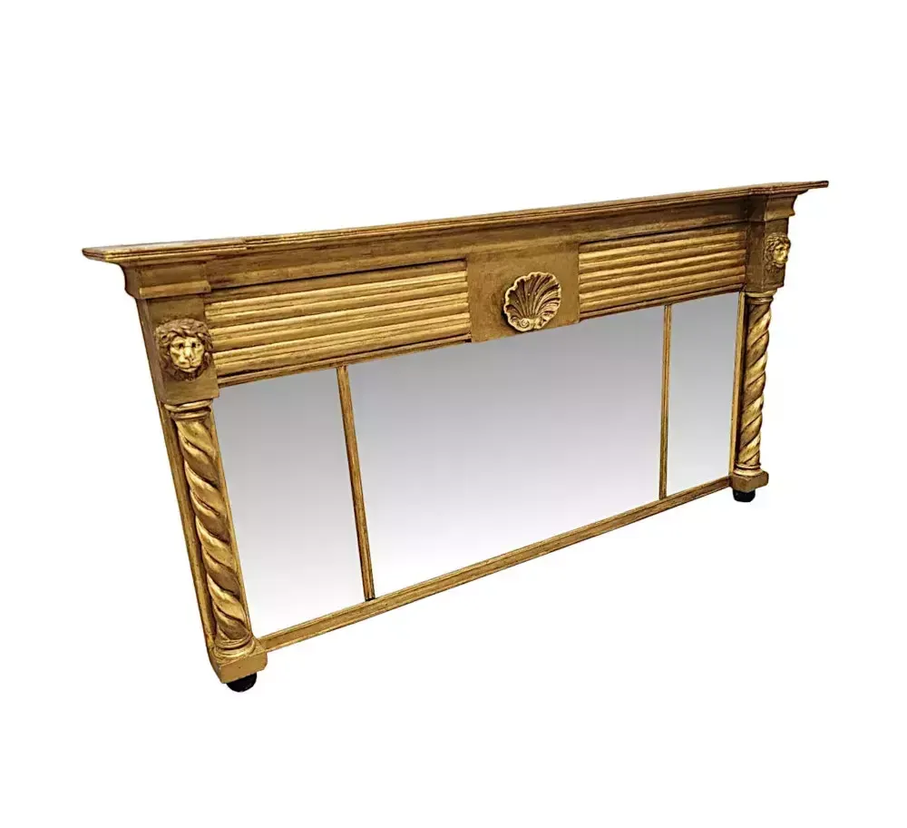 A Very Fine And Unusual Early 19th Century Compartmental Overmantel Mirror photo furniture